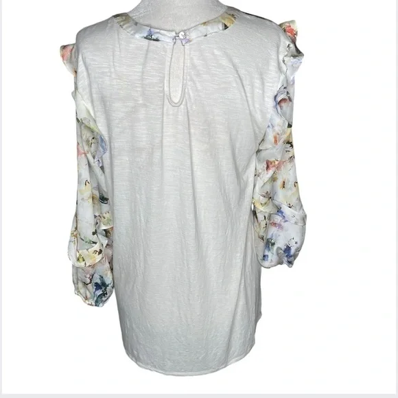 Anthropologie Dolan Floral Long Ruffle Sleeve Blouse Size Medium - Picture 5 of 15